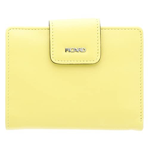 Picard Damski portfel Ladysafe ze skóry naturalnej średniej | szerokość 2 cm wysokość 12,5 cm długość 9,5 cm z zatrzaskiem | na co dzień, na wyjścia, żółty (Lemon), 13x10x3cm, Klasyczny