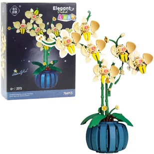 Klocki Konstrukcyjne Orchidea Storczyk W Doniczce Żółta 766 el. LEAN Toys - Klocki - miniaturka - grafika 1
