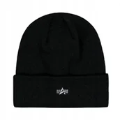 Czapki damskie - Czapka zimowa Alpha Industries Metal Logo Beanie 258904 03 - Czarna - miniaturka - grafika 1