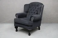 Taborety i hokery - Fotel New Barock Tapicerowany Czarny B 2846 - miniaturka - grafika 1