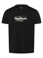 Koszulki męskie - Pepe Jeans Koszulka męska - Castle Mężczyźni Bawełna czarny nadruk, S - miniaturka - grafika 1