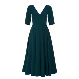 Sukienki - Swing Fashion Sally Rose damska sukienka midi | elegancka sukienka | odświętna sukienka | sukienka imprezowa | suknia wieczorowa | suknia ślubna | sukienka balowa | dekolt w serek | rękawy 3/4, - grafika 1