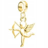 Wisiorki - Charms złoty wiszący Aniołek Amor srebro 925 - miniaturka - grafika 1