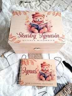 ZESTAW MIŚ Z KSIĄŻKĄ personalizowany, prezent na Chrzest, roczek, narodziny - Pamiątka Chrztu Świętego - miniaturka - grafika 1