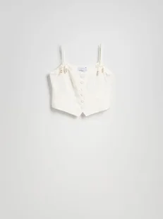 Reserved - Top na ramiączkach - biały - Koszulki i topy damskie - miniaturka - grafika 1