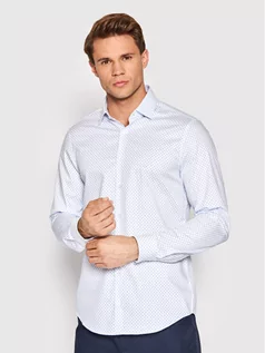 Koszule męskie - Calvin Klein Koszula Business Print K10K109171 Biały Slim Fit - grafika 1