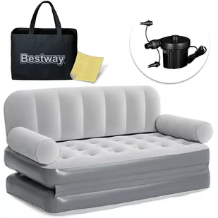 Welurowa Sofa 2w1 nadmuchiwana z pompką, materac dmuchany do spania, dwuosobowy 75073 Bestway - Materace turystyczne - miniaturka - grafika 1