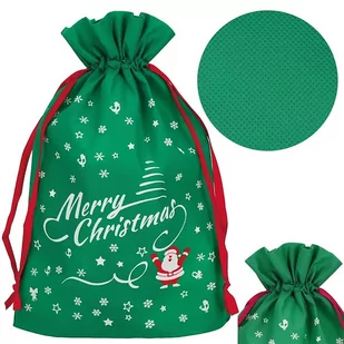 Worek na prezenty od św. Mikołaja torba świąteczna pod choinkę zielona - Pozostałe akcesoria świąteczne - miniaturka - grafika 1