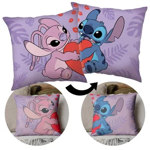 DISNEY Stitch Angel Kwadratowa poduszka DWUSTRONNA ozdobna, dekoracyjna 40x40 cm, OEKO-TEX - Poduszki dekoracyjne - miniaturka - grafika 1