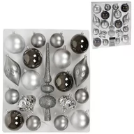 Bombki - Vilde Zestaw Bombek Na Choinkę Ze Szpicem / Bombki Nietłukące Srebrne 19 Szt. - miniaturka - grafika 1