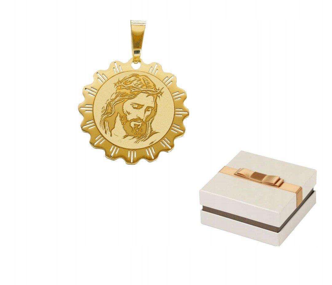 Złoto 585 Złoty medalik Jezus w Koronie Cierniowej 14 karatów GRAWER ZZ41