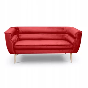 Sofa trzyosobowa styl skandynawski drewniane nogi Maro 3 Czerwona - Sofy i kanapy - miniaturka - grafika 1