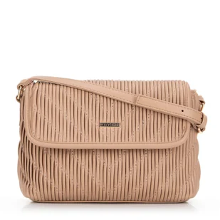 Damska crossbody w pionowe przeszycia z ekoskóry beżowa - Torebki damskie - miniaturka - grafika 1