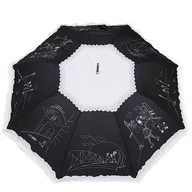 Parasole - Parasol damski automat z falbanką - Paryżanka czarno-biały - miniaturka - grafika 1