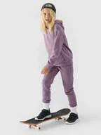 Bluzy dla dziewczynek - 4F Bluza dresowa nierozpinana z kapturem dziewczęca - fioletowa 152 (11-12 lat) - miniaturka - grafika 1