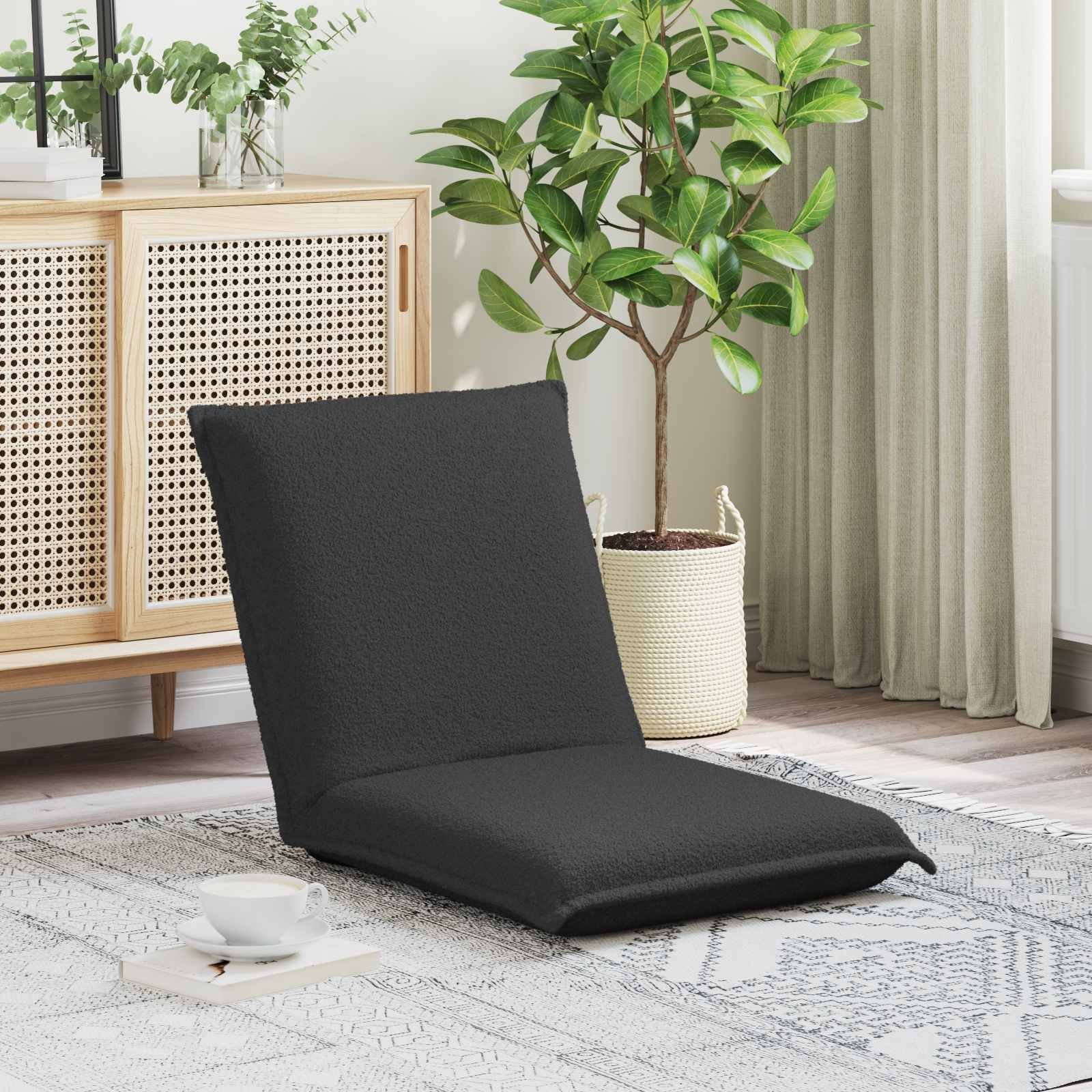 vidaXL vidaXL Krzesło na podłogę Ciemnoszary 54 x 64 x 59 cm Tkanina owcza