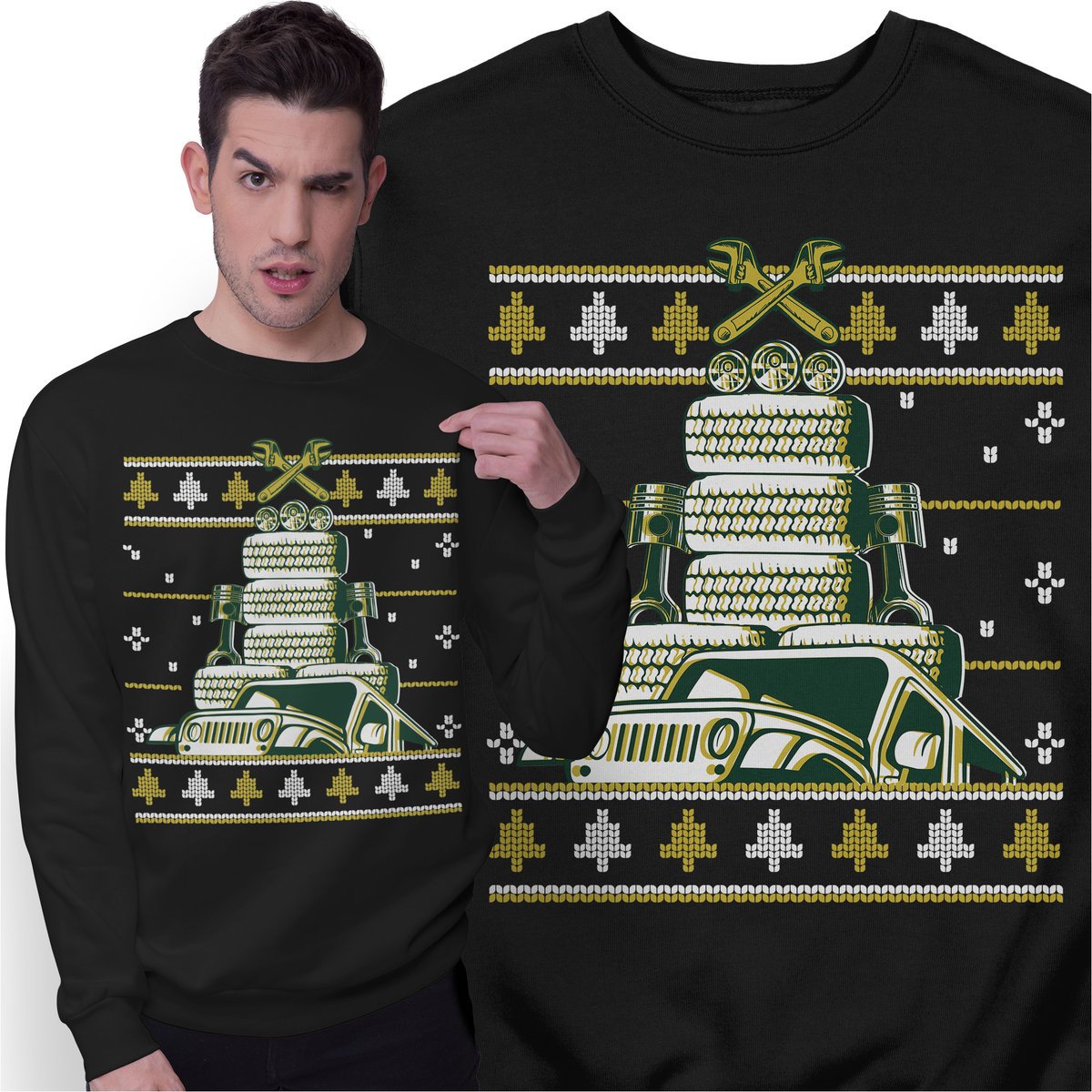 Świąteczna Bluza Prezent Święta dla Mechanika Samochód Świąteczny Sweter