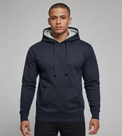 Bluzy męskie - Bluza męska kangurka granatowa z kapturem dwukolorowym Recea - miniaturka - grafika 1