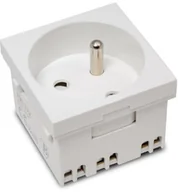 Gniazdka elektryczne - Gniazdo modułowe 230V z uziemieniem 1-krotne std 45x45, białe - miniaturka - grafika 1