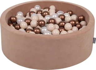 KiddyMoon KiddyMoon Suchy basen okrągły VELVET z piłeczkami 7cm róż pustyni: pastelowy beż-miedziany-perła 90x30cm/200piłek Zabawka basen piankowy - Suche baseny - miniaturka - grafika 1