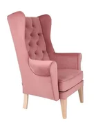 Taborety i hokery - -8% z kodem AUTUMN - Fotel Uszak Chesterfield różowy, wygodny, miękki, tapicerowany, z pikowaniem, do salonu, do kawiarni, klasyczny - miniaturka - grafika 1