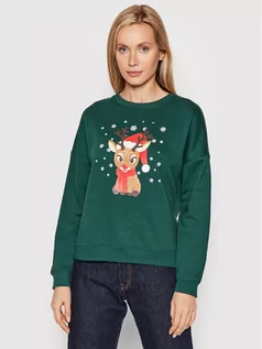 Bluzy damskie - Vero Moda Bluza Reindeer 10262925 Zielony Regular Fit - grafika 1