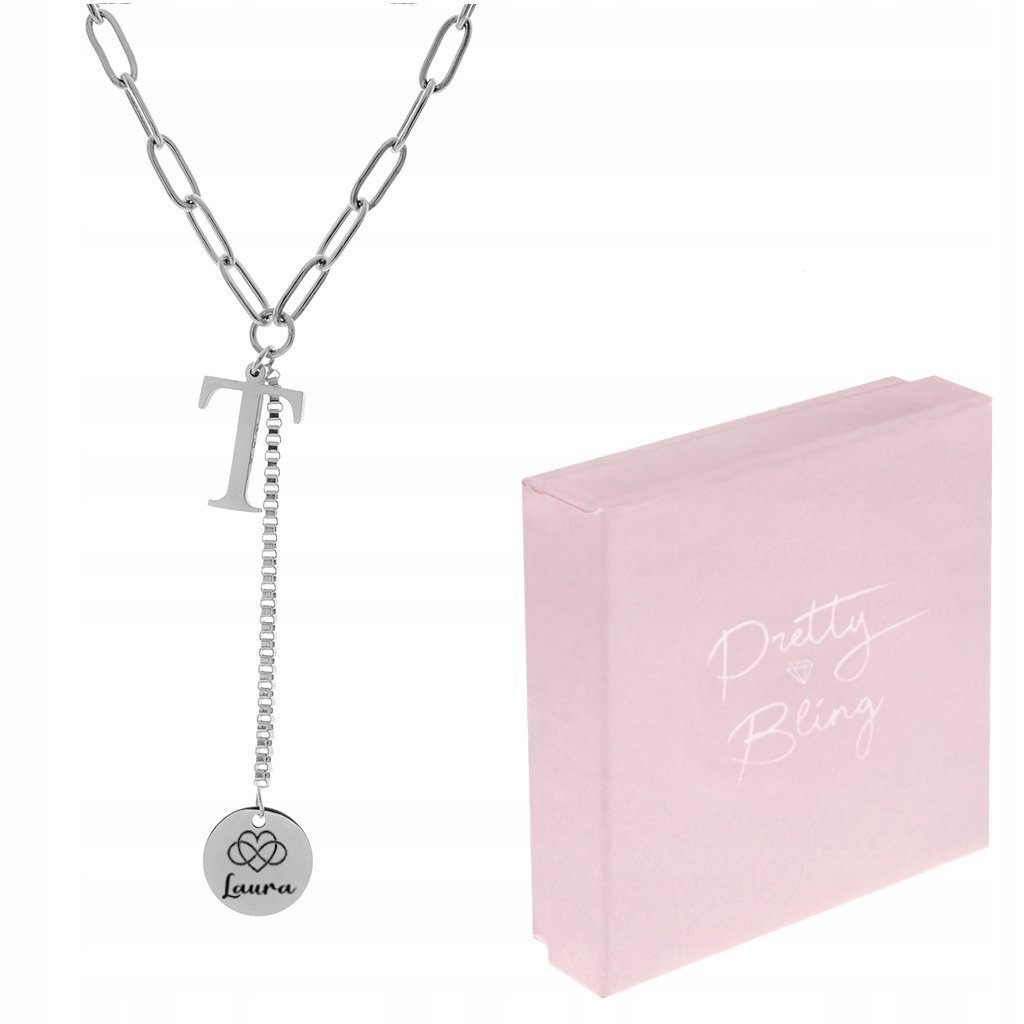 Naszyjnik celebrytka srebrna LITERKA T + GRAWER