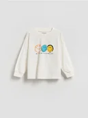 Bluzki dla chłopców - Reserved - Longsleeve SmileyWorld - złamana biel - miniaturka - grafika 1