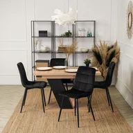 Stoły z krzesłami - Zestaw Stół Prostokątny Rozkładany CLARK 120-160 cm Dąb Artisan/Czarny i 4 Krzesła Tapicerowane do Jadalni PERU Czarne Welurowe - miniaturka - grafika 1