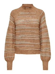 ONLY Sweter w kolorze jasnobrązowym - Swetry damskie - miniaturka - grafika 1