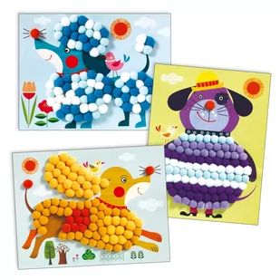 Zestaw do tworzenia kolaży z pomponami Djeco Dogs - Zabawki kreatywne - miniaturka - grafika 1