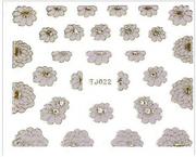 Ozdoby do paznokci - Allepaznokcie Naklejki 3D Kwiatki Pudrowy róż ze złotą obwódką arkusz Nr TJ022 - miniaturka - grafika 1