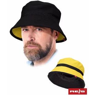 HATREVERSE - dziany kapelusz dwustronny czarno-żółty, 100% poliester - 52-56. - Odzież robocza - miniaturka - grafika 1