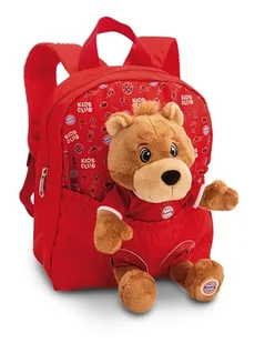 NICI 61617 plecak z pluszowym misiem Berni FC Bayern Monachium, zdejmowana pluszowa zabawka, miękki, puszysty plecak przedszkolny z pluszakiem dla chłopców i dziewczynek, 21 x 26 cm, 25 cm, czerwony - Plecaki szkolne i tornistry - miniaturka - grafika 1
