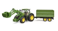 Samochody i pojazdy dla dzieci - Traktor John Deere 7R 350 z ładowaczem czołowym i przyczepą 2-osiową, Bruder 03155 - miniaturka - grafika 1