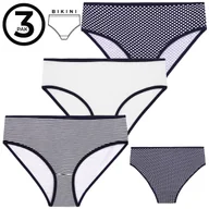 Majtki damskie - Majtki figi damskie bawełniane w kropki i paski 3-pak XL - miniaturka - grafika 1