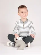 Bluzki damskie - Chłopięca bluzka długi rękaw paski szara Nicol,r.80 - miniaturka - grafika 1