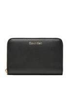 Portfele - Calvin Klein Duży Portfel Damski Foil Logo Medium Zip Around LV04F1091G Czarny - miniaturka - grafika 1