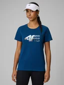 Koszulki i topy damskie - 4F T-shirt regular z nadrukiem damski - turkusowy S - miniaturka - grafika 1