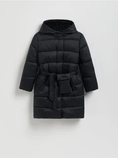 Reserved - Pikowany płaszcz z saszetką - czarny - Spodnie i spodenki dla dziewczynek - miniaturka - grafika 1