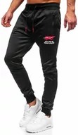 Spodnie sportowe męskie - Czarno-czerwone dresowe spodnie męskie Denley K50005 - miniaturka - grafika 1