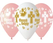 Pamiątka Chrztu Świętego - Gemar Balloons Balony 13", "Chrzest Dziewczynki", mix, Gemar, 5 szt GS120/617BR - miniaturka - grafika 1