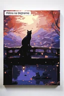 Malowanie po numerach - Neko, kot, koty, Japonia, Azja. noc, most, mostek, malowanie po numerach - miniaturka - grafika 1