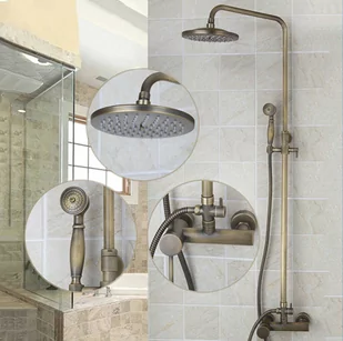 Bateria prysznicowa retro PHILIA szczotkowany mosiądz - Baterie wannowe i prysznicowe - miniaturka - grafika 1