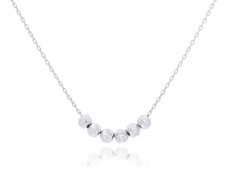 Naszyjnik srebrny damski błyszczące diamentowane kulki pr. 925
