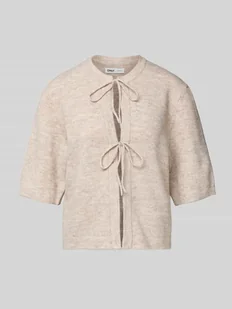 Kurtka z dzianiny o luźnym kroju z wiązanym detalem model ‘SIMONI’ - Swetry damskie Kurtka z dzianiny o luźnym kroju z wiązanym detalem model ‘SIMONI’ - Swetry damskie - miniaturka - grafika 1