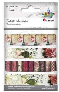 Titanum Wstążki rypsowe 16mm x 1m mix 4szt - Pozostałe akcesoria dla plastyków - miniaturka - grafika 1