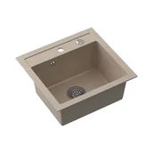 Zlewozmywaki - Zlewozmywak granitowy jednokomorowy beżowy Root Chef Box, 500 x 470 x 185 mm - miniaturka - grafika 1