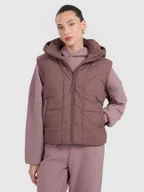 Kurtki damskie - 4F Bezrękawnik puchowy z wypełnieniem syntetycznym damski - brązowy XS - miniaturka - grafika 1