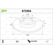 Tarcze hamulcowe - Tarcza hamulcowa VALEO 672504 - miniaturka - grafika 1